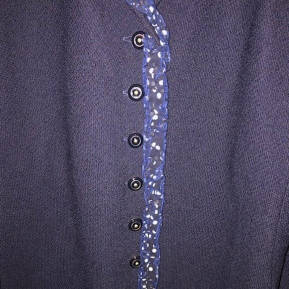 GORGEOUS St. John Navy Jacket; Ruffle; Size 10; Pre-Owned; Excellent Condition - Picture 4 of 15